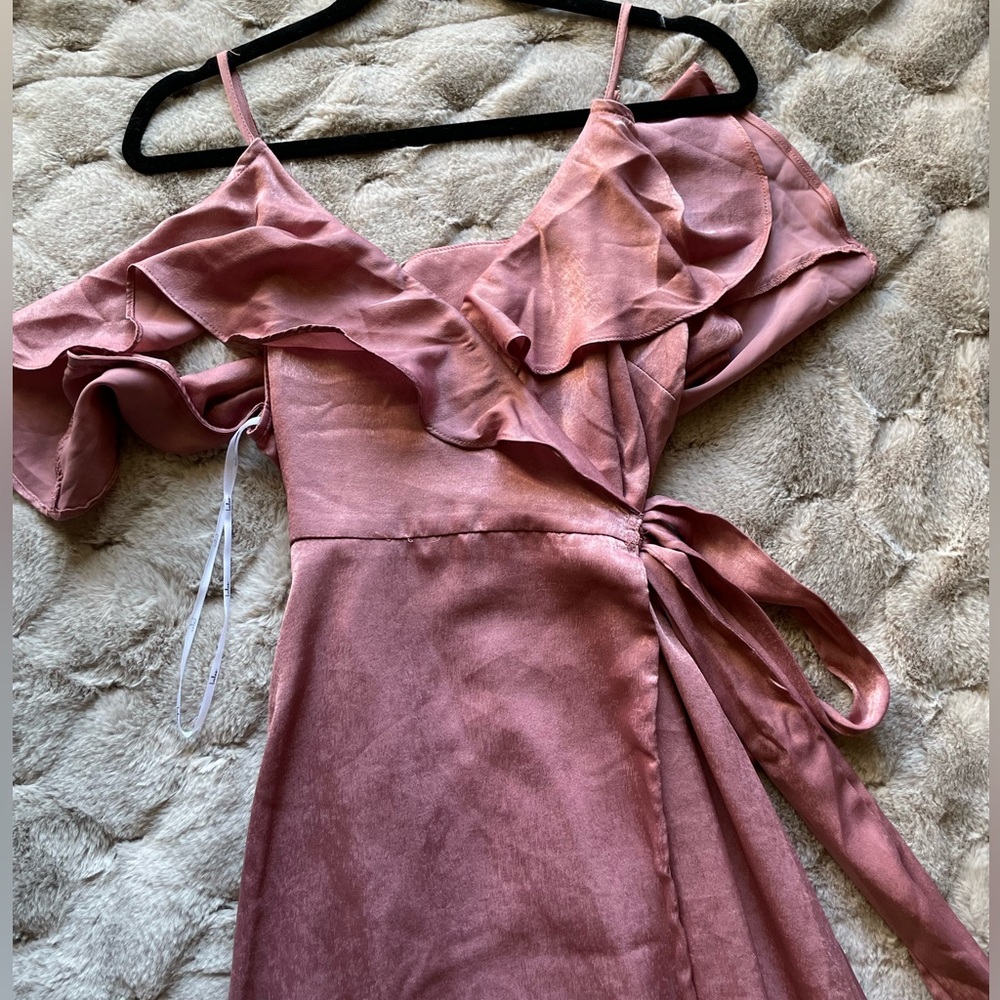 Lulus size medium floor length pink wrap dress